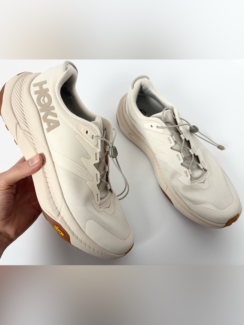 HOKA Women’s Transport Commuter Pull On Comfy Hiking Walking Shoes in Eggnog - Picture 2 of 9